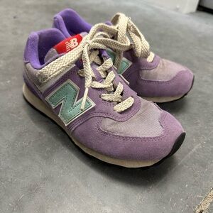 New Balance Kids Purple & Mint 574 Leather Sneakers